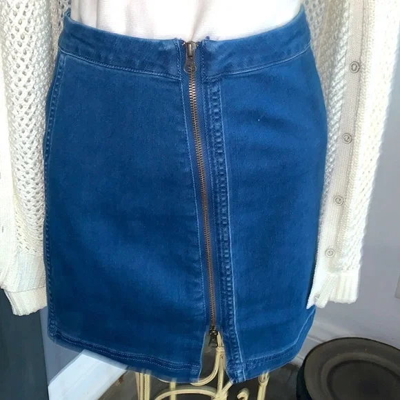 FREE PEOPLE stretch denim zip up mini - Picture 1 of 6